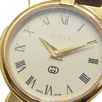 Gucci Gold Plated Leather Quartz Analog Display White Dial Watch — view 7