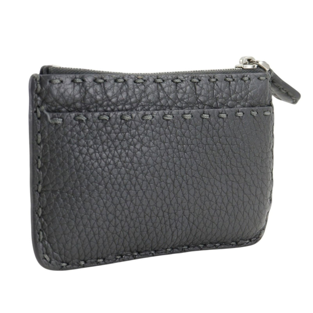 Fendi Selleria Leather Gray Coin Case — view 3