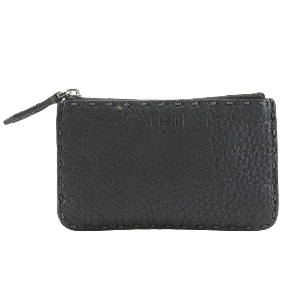 Fendi Selleria Leather Gray Coin Case