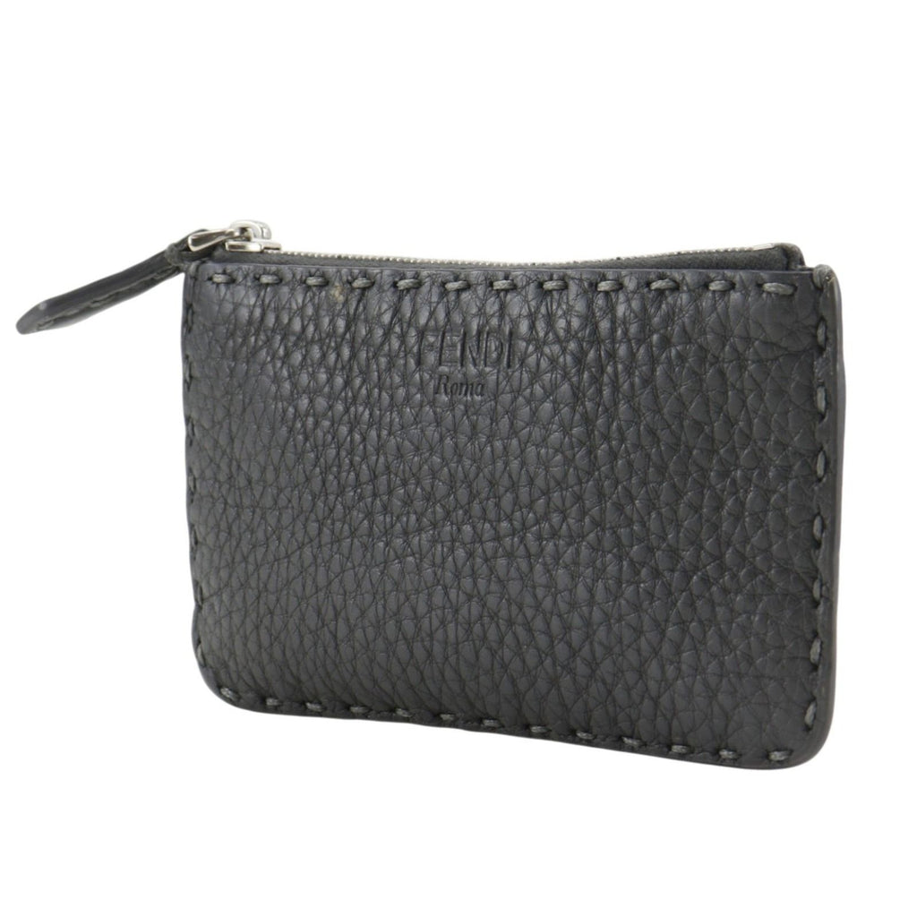 Fendi Selleria Leather Gray Coin Case — view 2