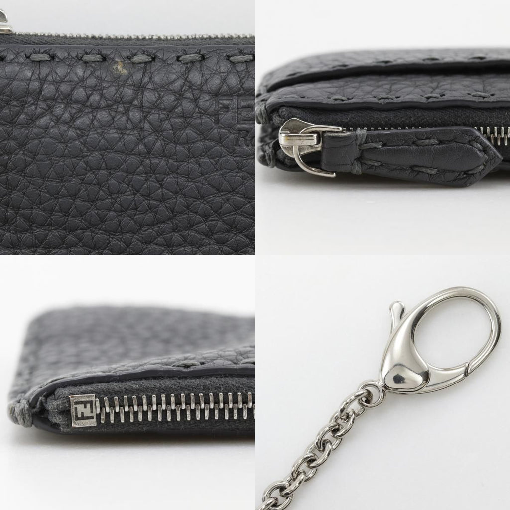 Fendi Selleria Leather Gray Coin Case — view 9