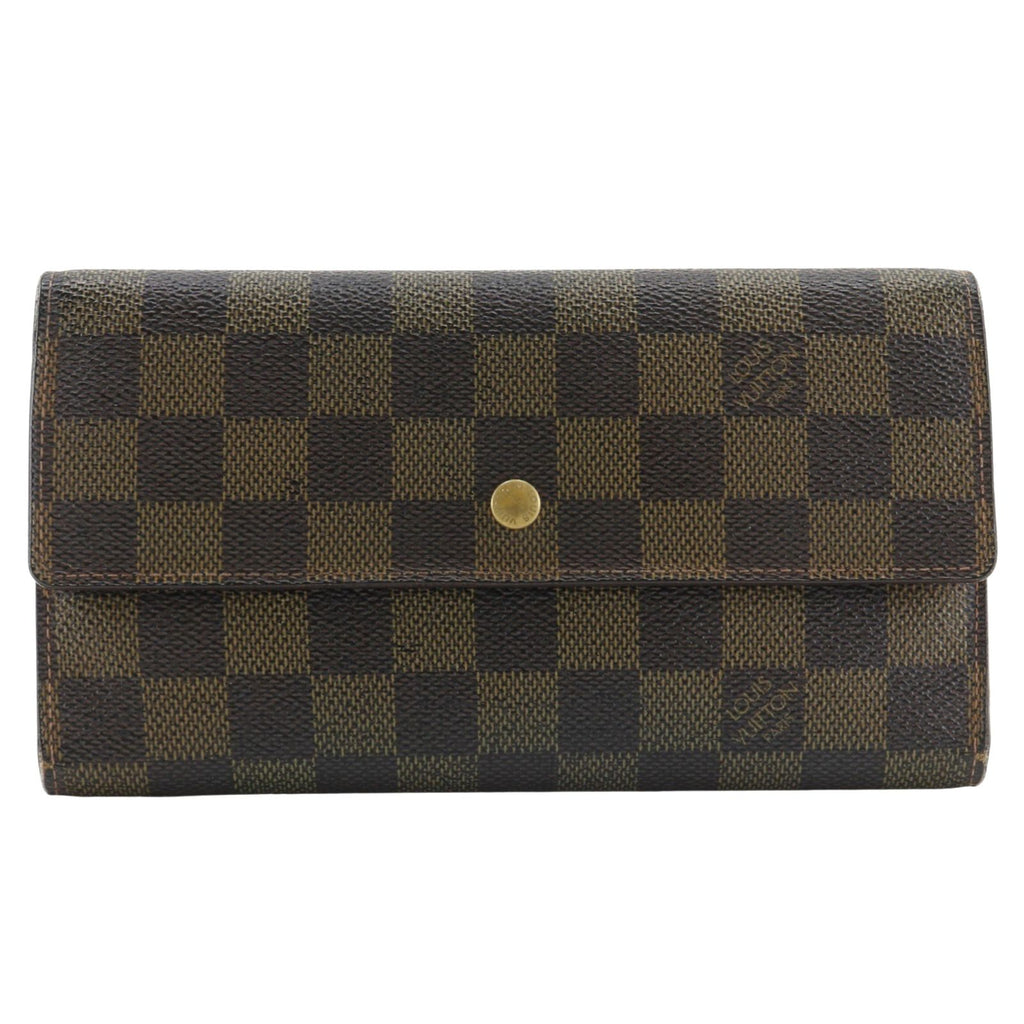 Louis Vuitton Porte Tresor International Trifold Damier Canvas Brown Wallet