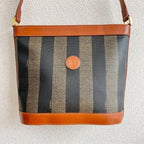 Fendi Shoulder Bag Pecan Pattern Stripe Crossbody Travel