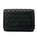 Bottega Veneta Trifold Wallet Intrecciato Black Leather