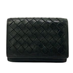 Bottega Veneta Trifold Wallet Intrecciato Black Leather