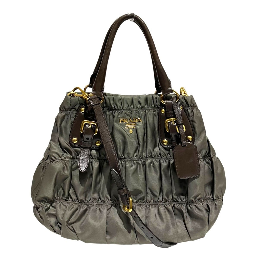 Prada Gathered Bag Tessuto Golf Handbag Nylon Leather