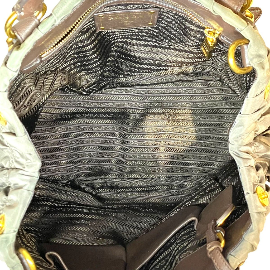Prada Gathered Bag Tessuto Golf Handbag Nylon Leather — view 8