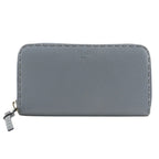 Fendi Zip Around Selleria Leather Light Blue Wallet