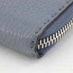 Fendi Zip Around Selleria Leather Light Blue Wallet — view 4