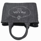 Prada Canapa Denim Tote Shoulder Bag Black Canvas — view 5