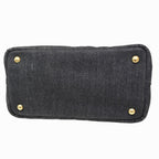 Prada Canapa Denim Tote Shoulder Bag Black Canvas — view 6