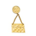 Chanel Bag Motif Brooch Pin Gold Plated