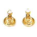 Chanel CC Logo Round Clip Type Earrings Gold Plated — view 3