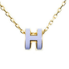 Hermes Mini Pop Pendant Necklace Purple Gold Plated — view 2