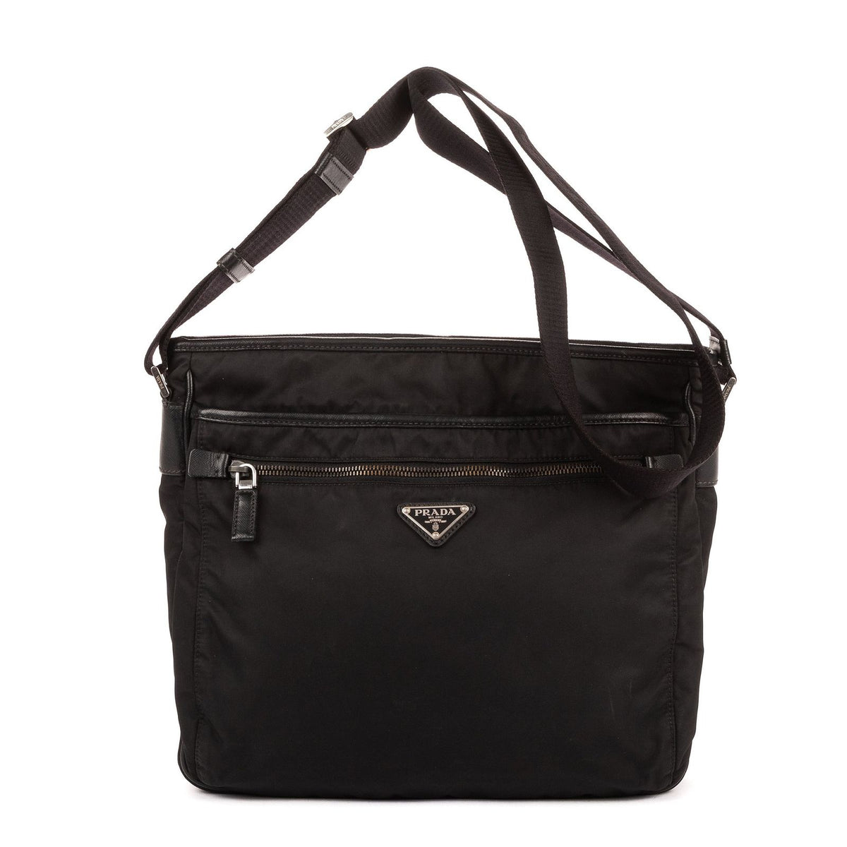 Prada Messenger Nylon Fabric a with Black Saffiano Leather