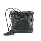 Chanel Ten 22 Mini 2-Way Chain Shoulder Bag Gray Black