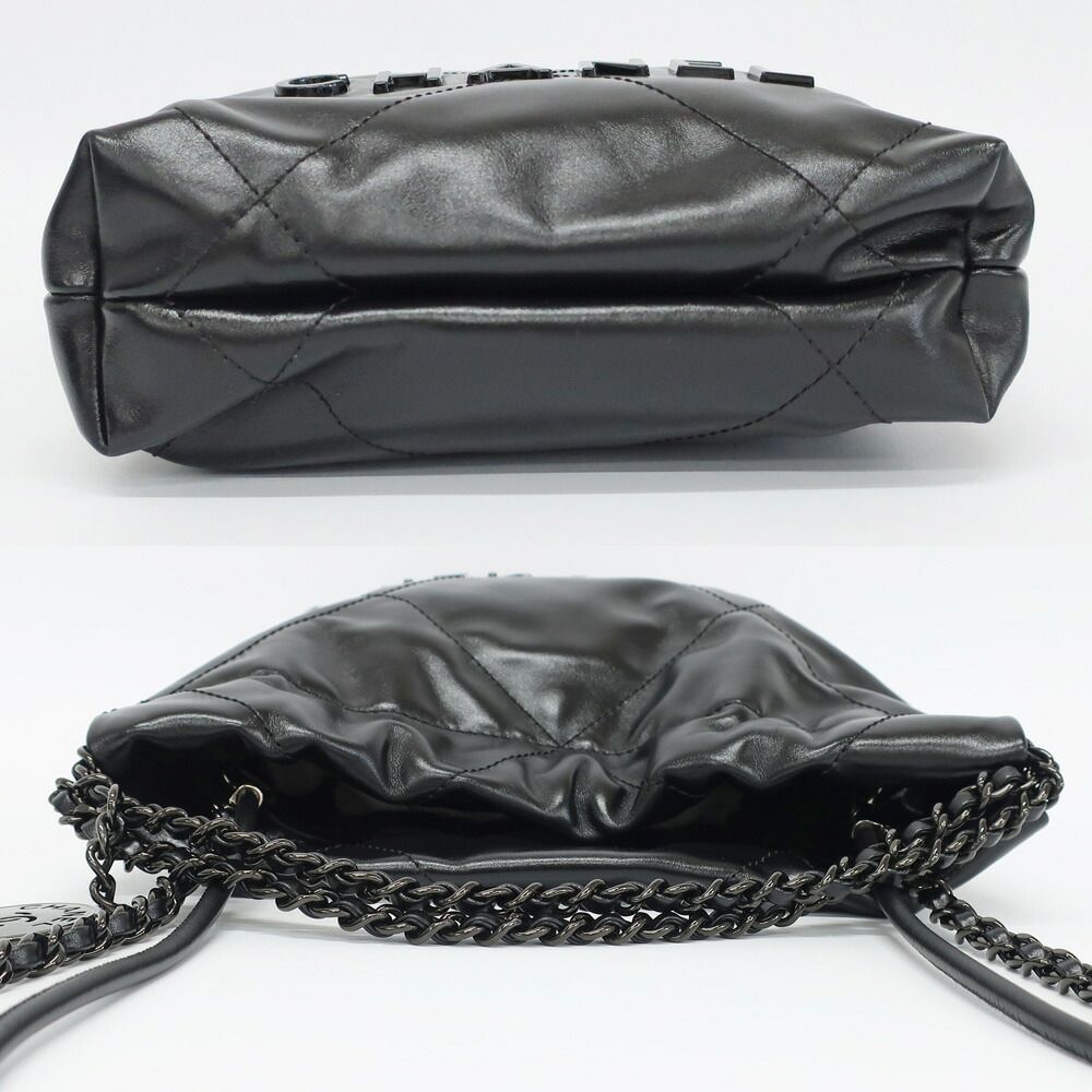 Chanel Ten 22 Mini 2-Way Chain Shoulder Bag Gray Black — view 4