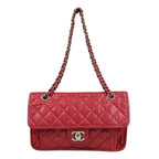 Chanel French Riviera Quilted Shoulder Bag Leather Red