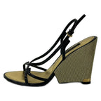 Louis Vuitton Sandals 35.5 Black Gold Leather
