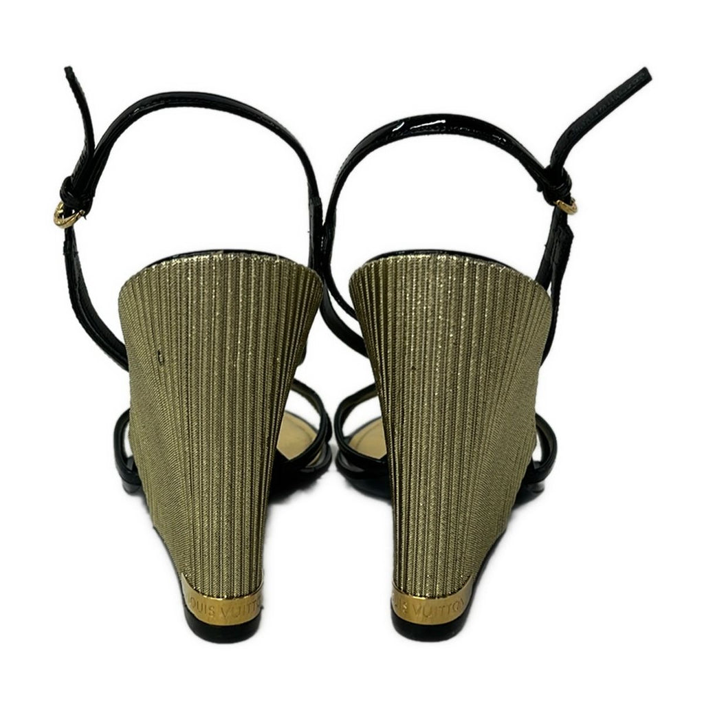 Louis Vuitton Sandals 35.5 Black Gold Leather — view 3