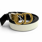 Dior Reversible CD Logo Buckle Leather Belt Black White Gold 85 — view 2