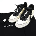 Chanel Leather Suede CC Logo Sneakers Ivory Black — view 2