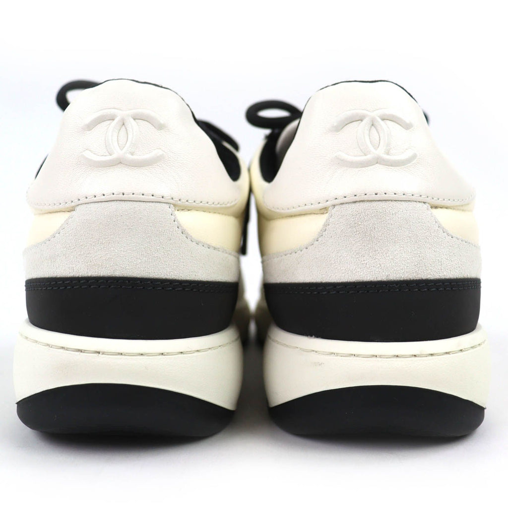 Chanel Leather Suede CC Logo Sneakers Ivory Black — view 6
