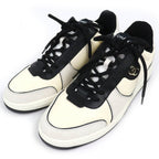 Chanel Leather Suede CC Logo Sneakers Ivory Black