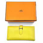 Hermes Bearn Souffle Verso Veau Epsom Lime Terbatue Bicolor Silver Wallet — view 2