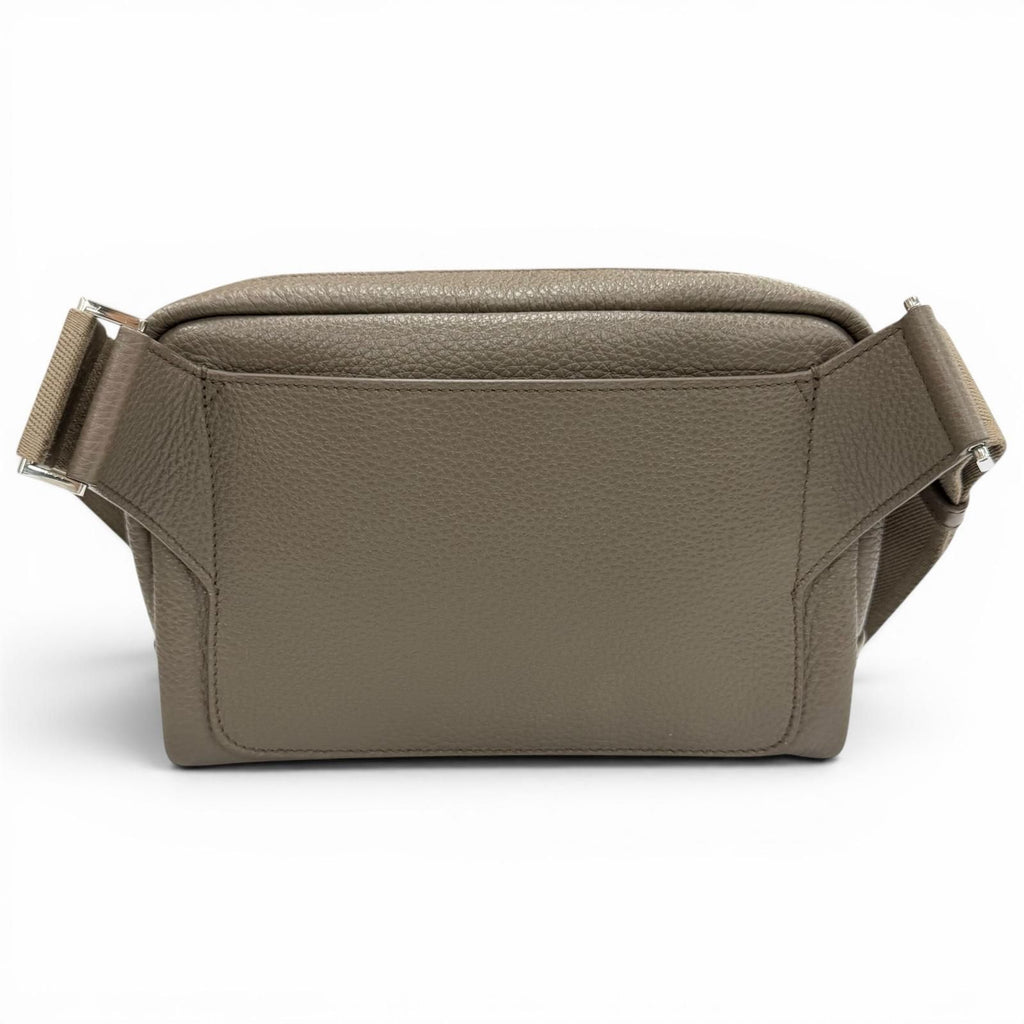 Prada Triangle Logo with Trick Charm Vitello Daino Leather Shoulder Bag Gray — view 3