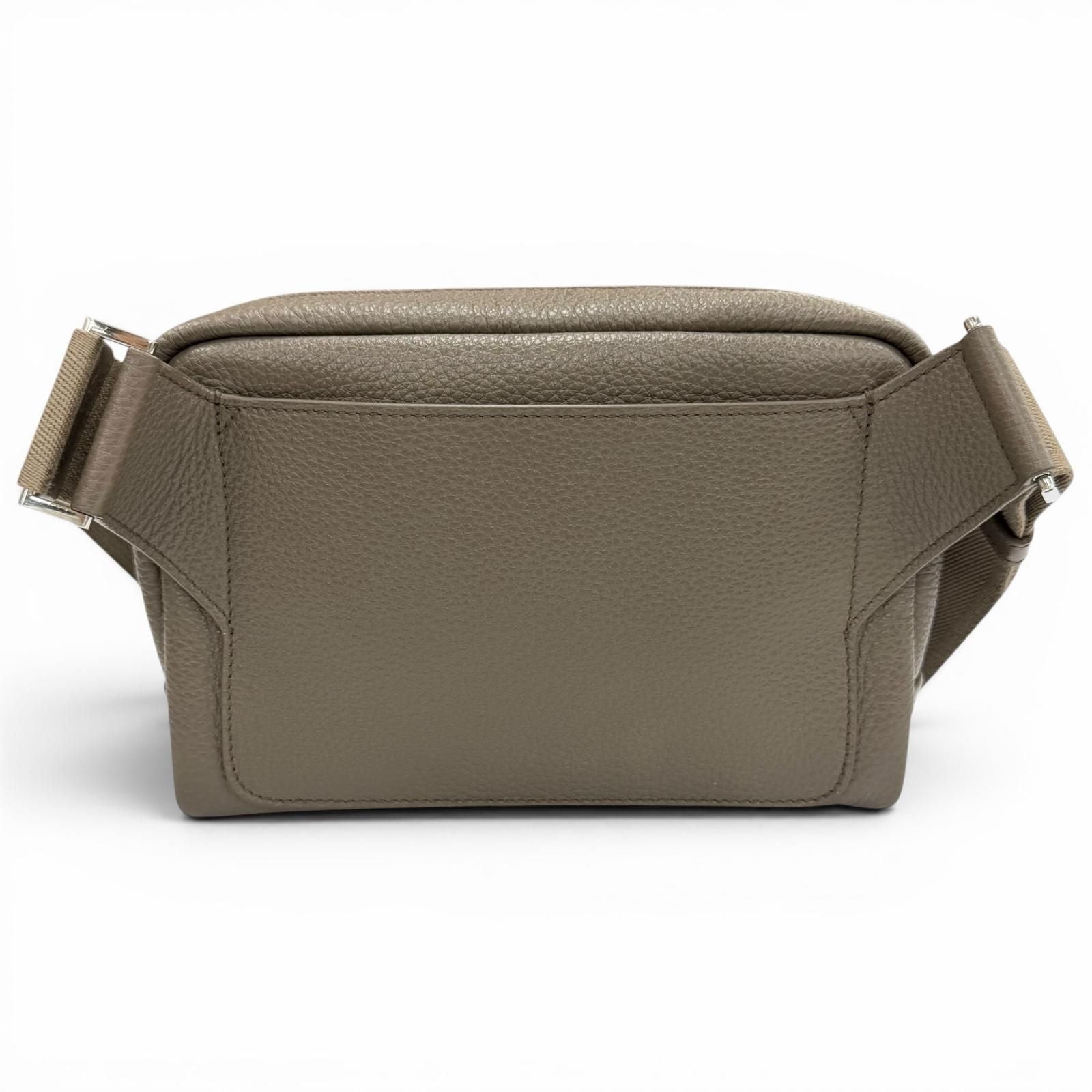 Prada Triangle Logo with Trick Charm Vitello Daino Leather Shoulder Bag Gray — view 3