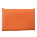 Hermes Calvi Chevre Business Card Holder Case Orange