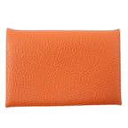 Hermes Calvi Chevre Business Card Holder Case Orange