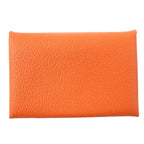 Hermes Calvi Chevre Business Card Holder Case Orange — view 3
