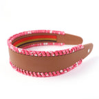 Hermes Gray Silver Series Leather Headband Brown Pink