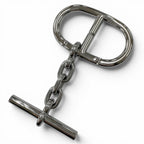 Hermes Logo Chaine D'ancre Bag Charm Key Holder Key Ring Silver Swiss