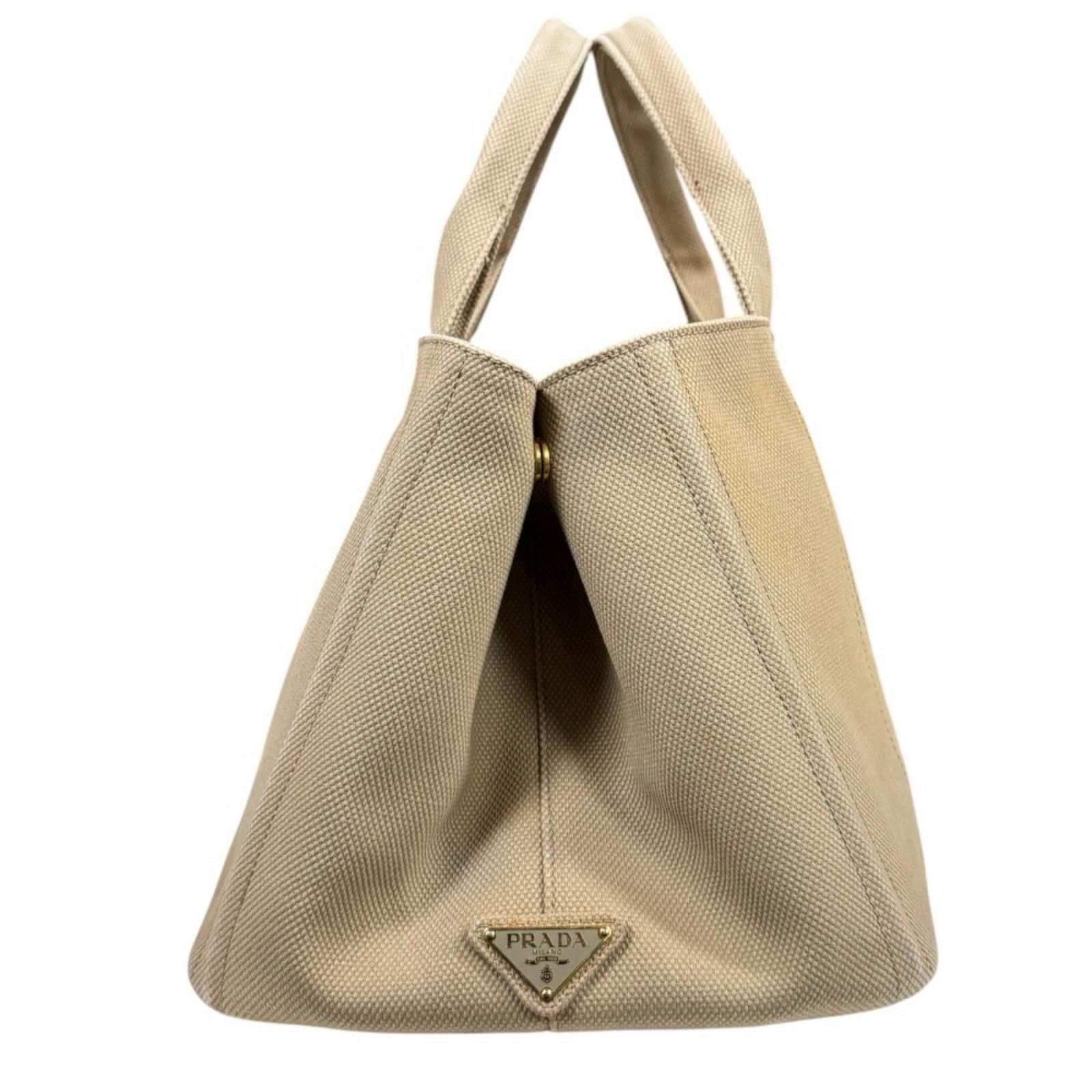 Prada Canapa Tote L Handbag Canvas Beige — view 4