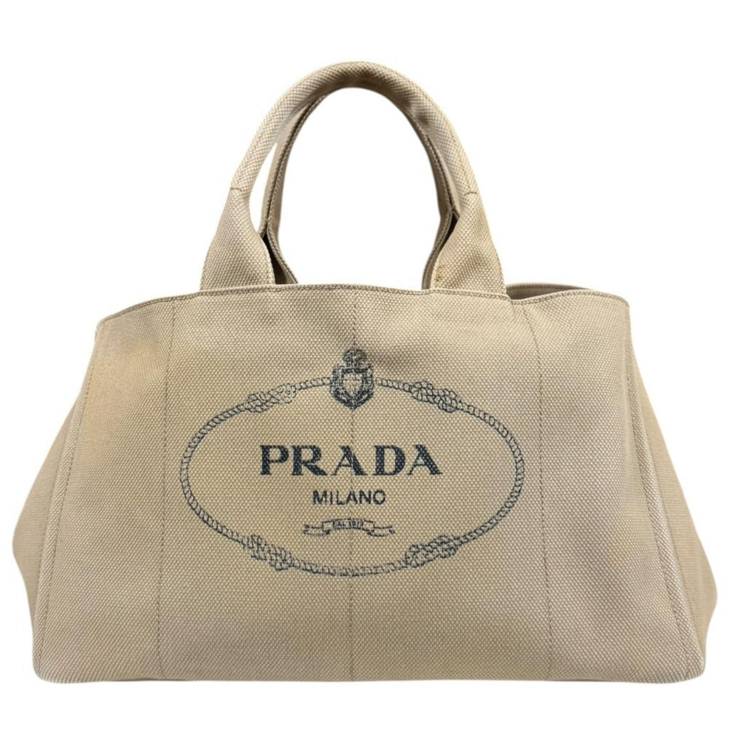 Prada Canapa Tote L Handbag Canvas Beige