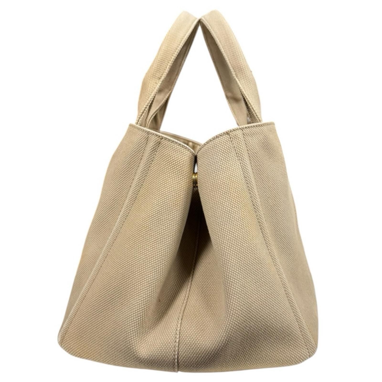 Prada Canapa Tote L Handbag Canvas Beige — view 5