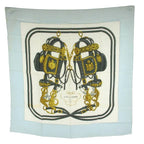 Hermes Brides de Gala Carre 90 Scarf All Over Pattern Silk White Light Blue — view 2