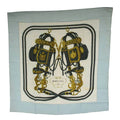 Hermes Brides de Gala Carre 90 Scarf All Over Pattern Silk White Light Blue