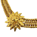 Chanel Choker Vintage Double Chain Lion Motif CC Logo Necklace