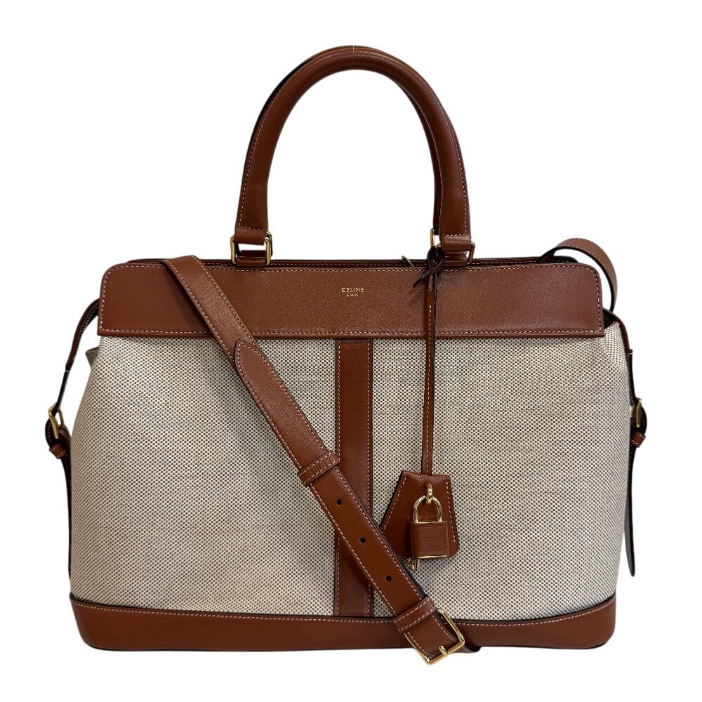 Celine 2-Way Hand Leather Trim Cover de France Shoulder Bag