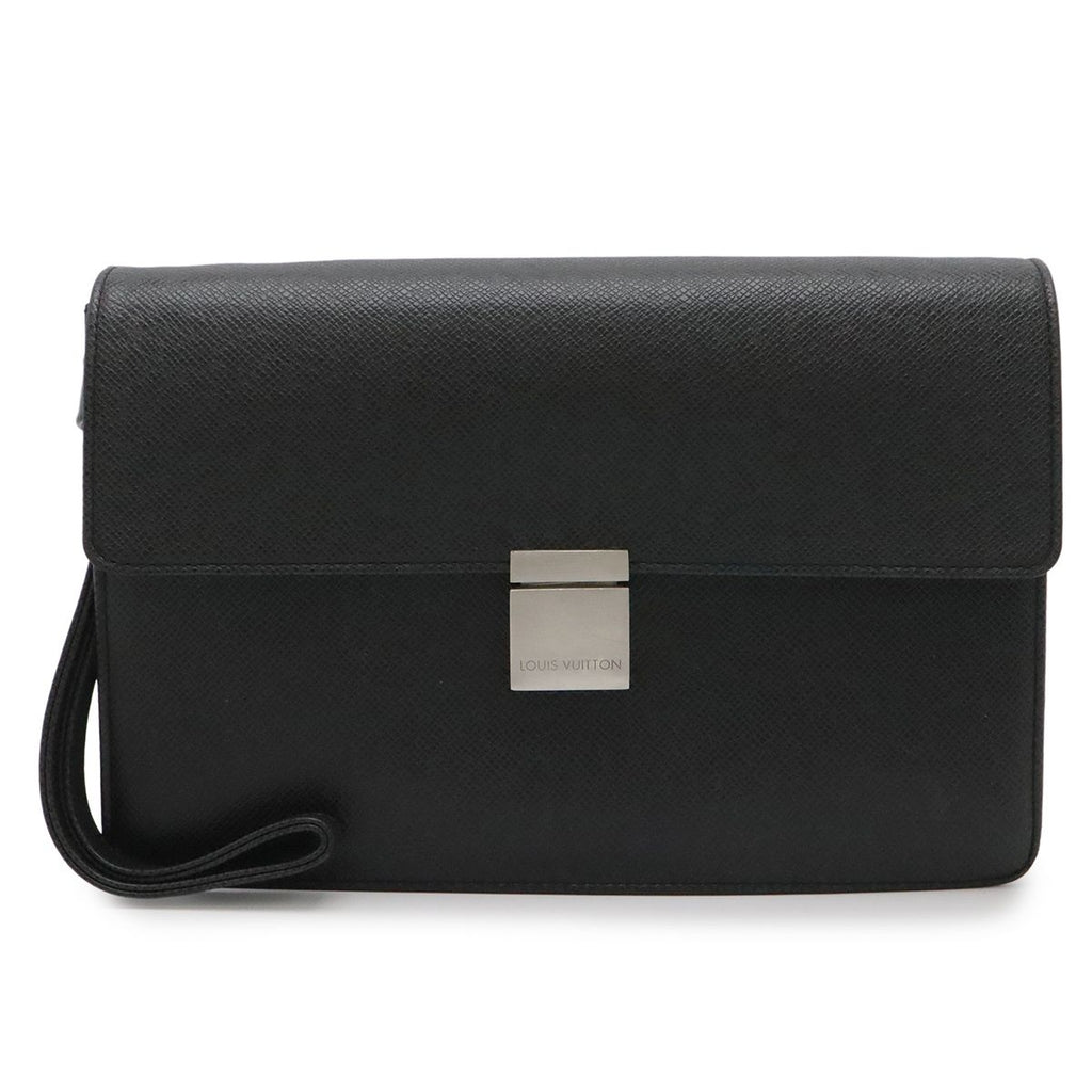 Louis Vuitton Taiga Selenga Clutch Leather Ardoise Black
