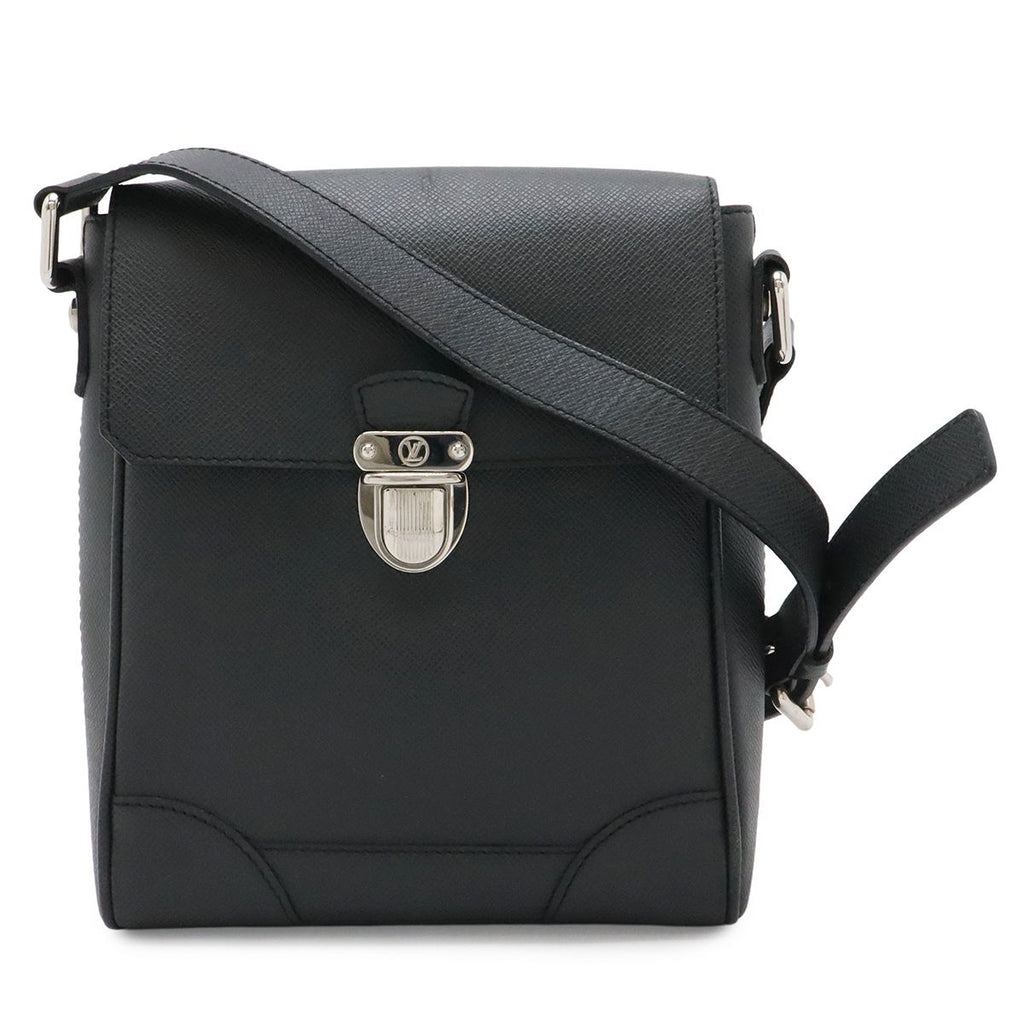 Louis Vuitton Taiga Shoulder Bag Crossbody Leather Ardoise Black