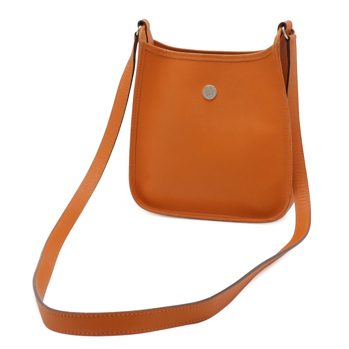Hermes Vespa TPM Shoulder Bag Pochette Crossbody Leather Orange Silver — view 2