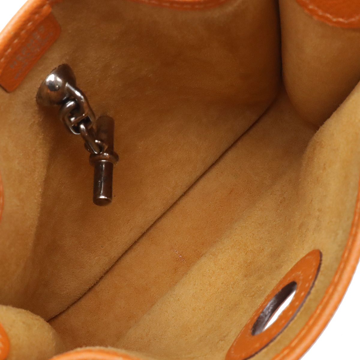 Hermes Vespa TPM Shoulder Bag Pochette Crossbody Leather Orange Silver — view 7