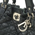 Dior Cannage Tote 2-Way Chain Shoulder Bag Leather Black Silver — view 8