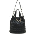 Dior Cannage Tote 2-Way Chain Shoulder Bag Leather Black Silver
