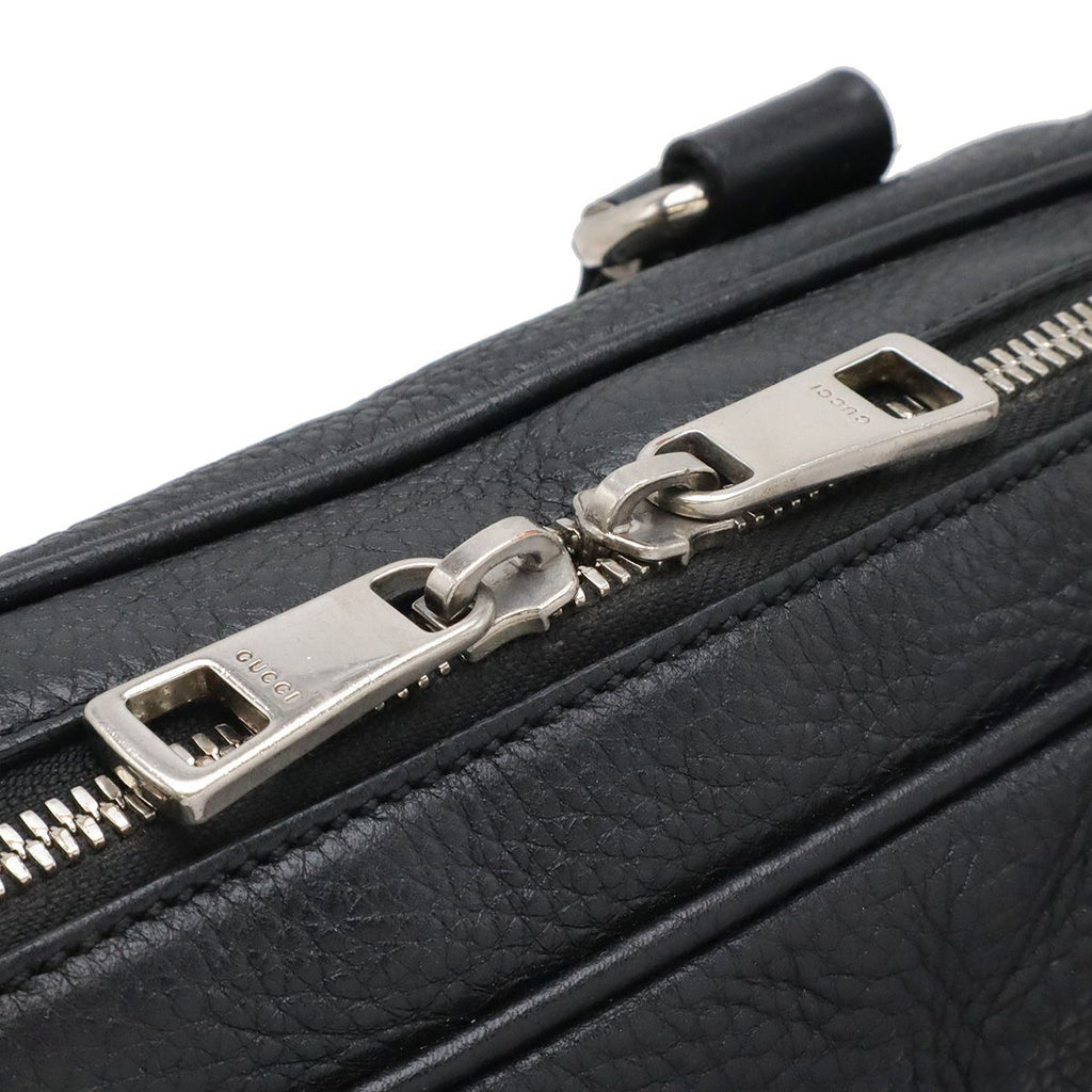 Gucci Interlocking Business Briefcase Documents Purse Leather Black Silver — view 4